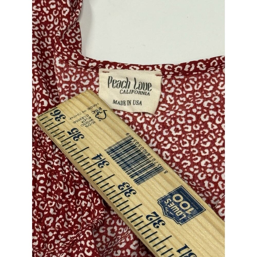 Peach Love California Large Womens Cottage Core Dress Red & White 3/4 Sleeves - Picture 5 of 6